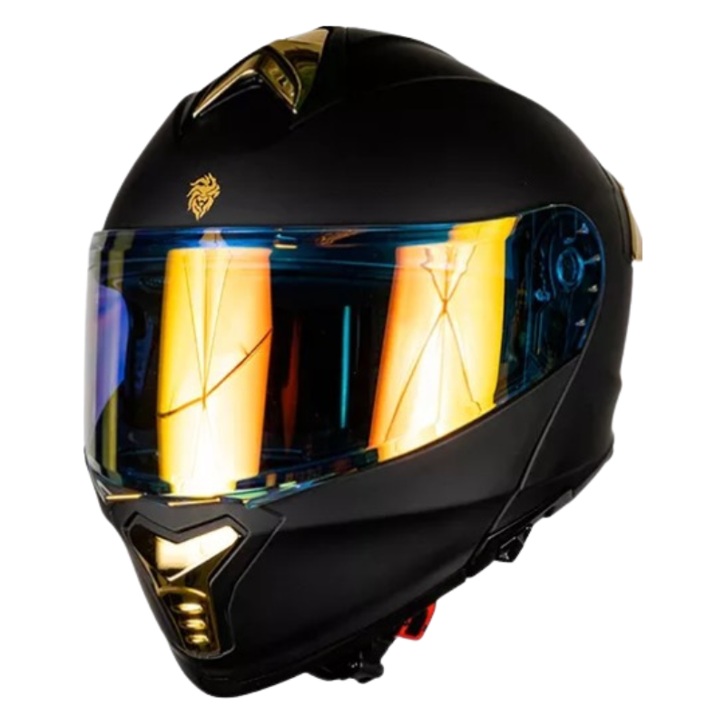 KOV Casco Thunder Solido Negro Mate Dorado
