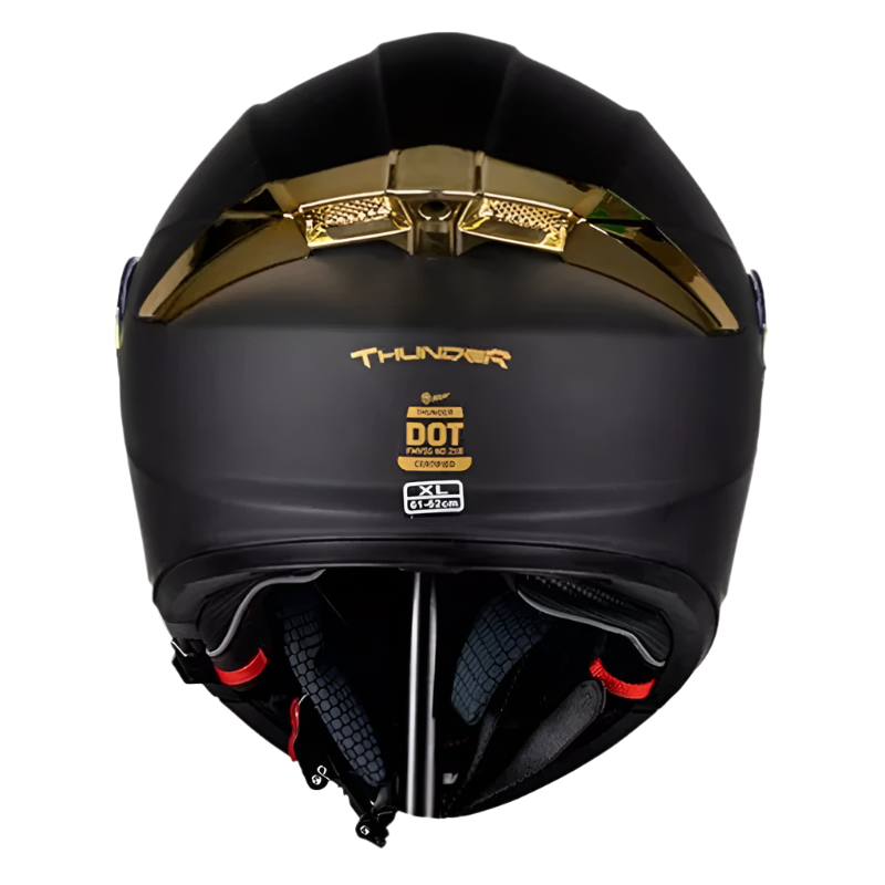 KOV Casco Thunder Solido Negro Mate Dorado