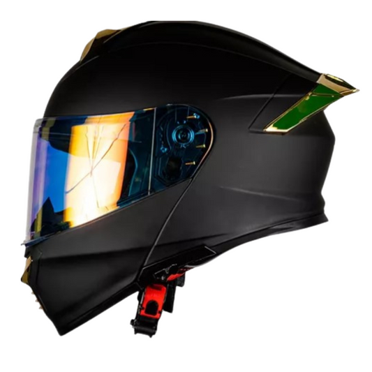 KOV Casco Thunder Solido Negro Mate Dorado